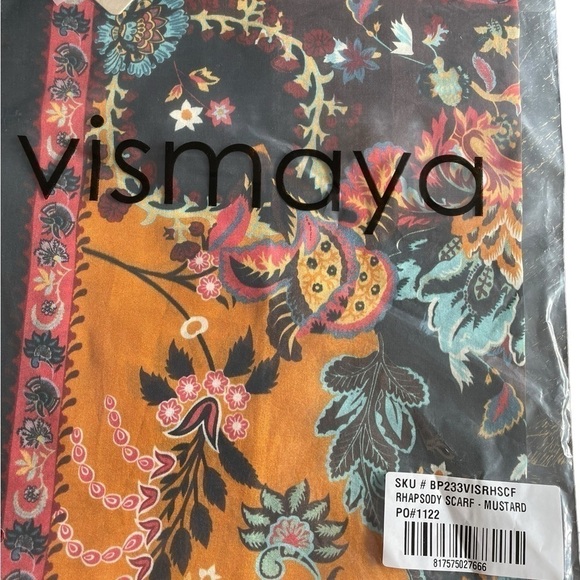 VISMAYA Rhapsody Square Oversized Rayon Scarf Bold Graphic Abstract NWT - Picture 4 of 10
